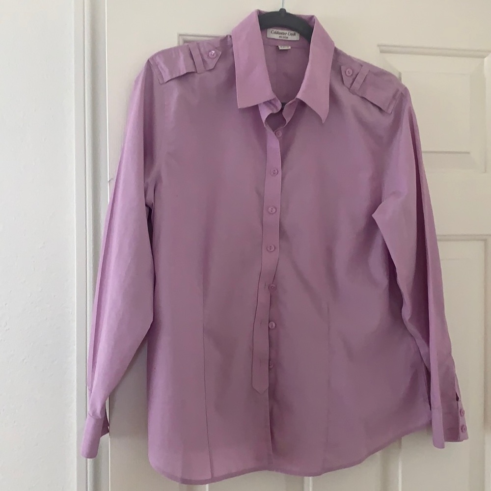 Lavender button down with shoulder detail